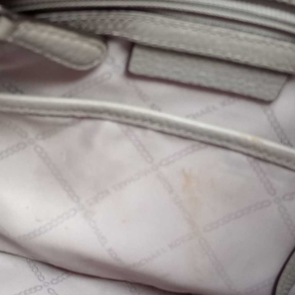 Michael Kors Grey Pebbled Leather ToteBag with tan trim and silvertone hardware - Picture 13 of 13
